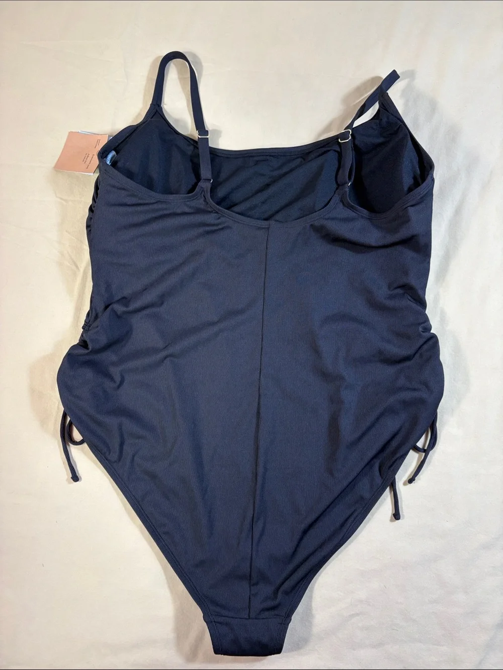 Shade & Shore NWT Black Ribbed Side‎ Cinch One Piece Swimsuit Women's Size 22
